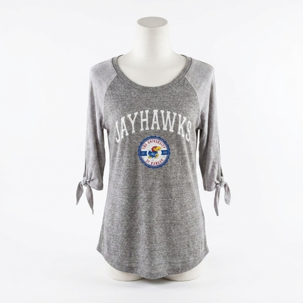 NEW GAMEDAY COUTURE university of kansas playing for keeps top in grey